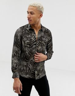 shirt with tiger in tan-Brown