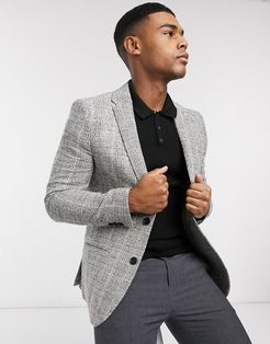 skinny blazer in gray check-Grey