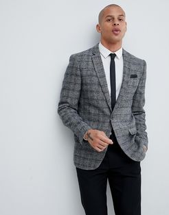 skinny fit blazer in gray check-Grey