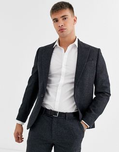 skinny suit jacket in herringbone-Navy