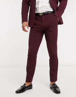 skinny suit pants in burgundy-Red