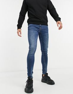 spray on jeans in mid blue-Blues
