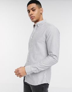 striped shirt in light gray-Grey