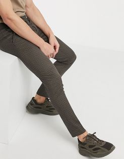 ultra skinny smart pants in brown check