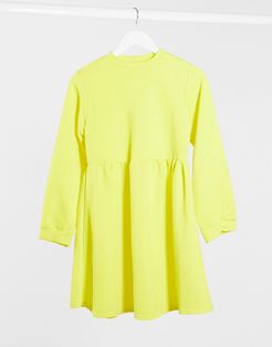 oversized smock sweatshirt dress in buttercup yellow