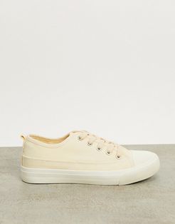 jenna lace up canvas sneakers in ecru-Neutral