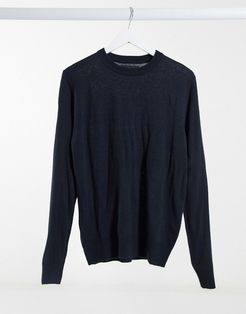 crew neck sweater-Navy