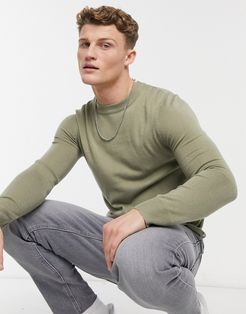 fitted crew neck sweater-Green