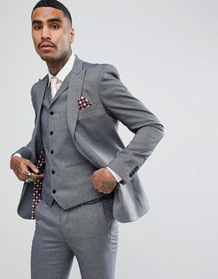 Light Gray Jacquard Skinny Fit Suit Jacket-Grey