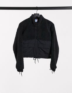 zip up fleece jacket in black