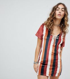 Polo Shirt Dress In Velvet Stripe-Multi