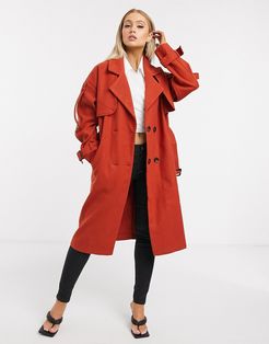 trench coat in rust-Red