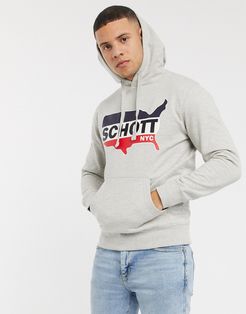 hooded logo sweat in gray-Grey