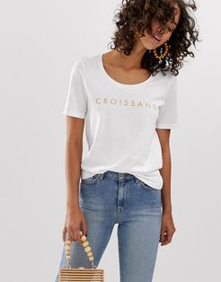 Femme croissant slogan tshirt-White