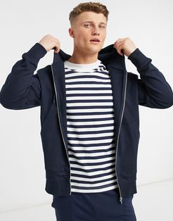 Corey hooded zip thru sweatshirt-Navy