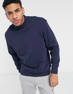 high neck sweatshirt in navy