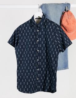 Loma slim short sleeve shirt-Blues