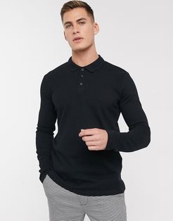 long sleeve polo shirt in black