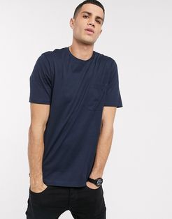 organic cotton oversized one pocket t-shirt in navy