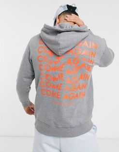 relaxed hoodie with come again back print in gray-Grey