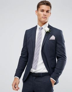Skinny Winter Wedding Suit Jacket-Navy