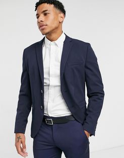 slim jersey suit jacket in navy