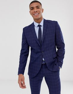 slim suit jacket in navy window check