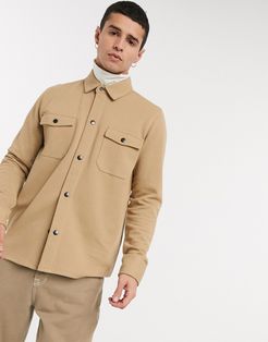 utility jacket in jersey camel-Beige