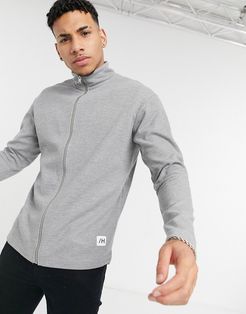 zip through sweatshirt with high neck in gray-Grey