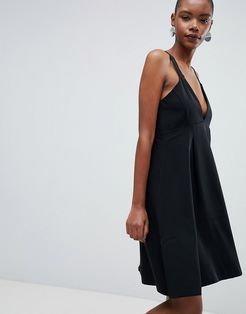 Kassia A-Line Midi Dress-Black