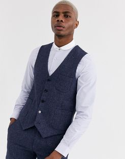 slim suit vest with patch pockets in navy