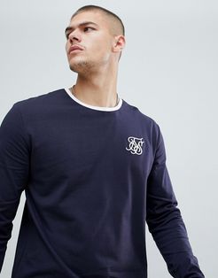 long sleeve ringer t-shirt in navy