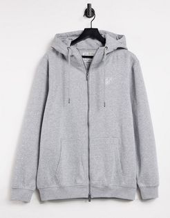 mix and match zip up hoodie in gray-Grey