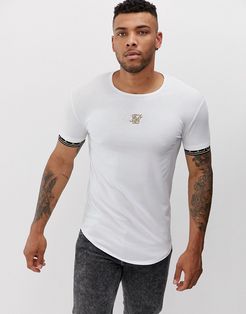 muscle t-shirt with arm and chest logo-White