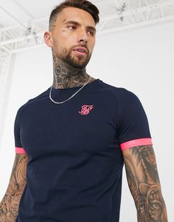 neon trim muscle fit two-piece t-shirt in navy