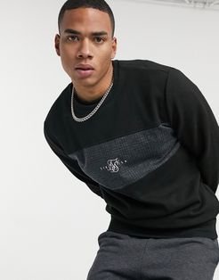 tonal check panel sweatshirt in gray-Grey