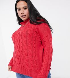 cable high neck sweater in pink