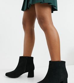 extra wide fit boot with block heel in black