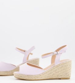 extra wide fit espadrille wedge sandals in lilac-Purple