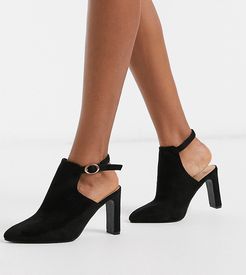open back pointed boots in black