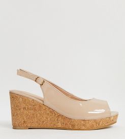 extra wide fit peep toe wedges in light pink