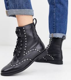 tanya leather studded biker boots-Black