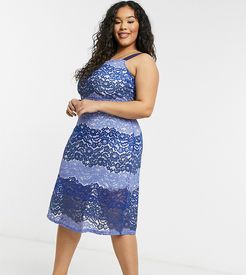 lace slip dress in blue-Blues