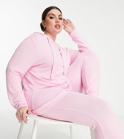 pretty secrets ruffle hem hoodie and sweatpants pajama set in pale pink