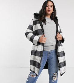 reversible padded jacket in black and white check
