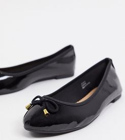 wide fit ballet flats in black patent