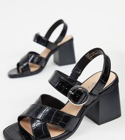 cross front heel sandal in black