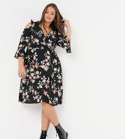 wrap dress in print-Multi