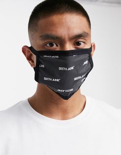 all over logo reflective face covering-Black