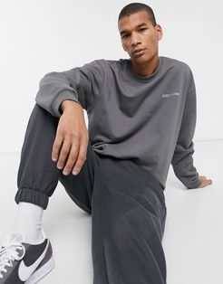 essential logo back sweatshirt in gray-Grey